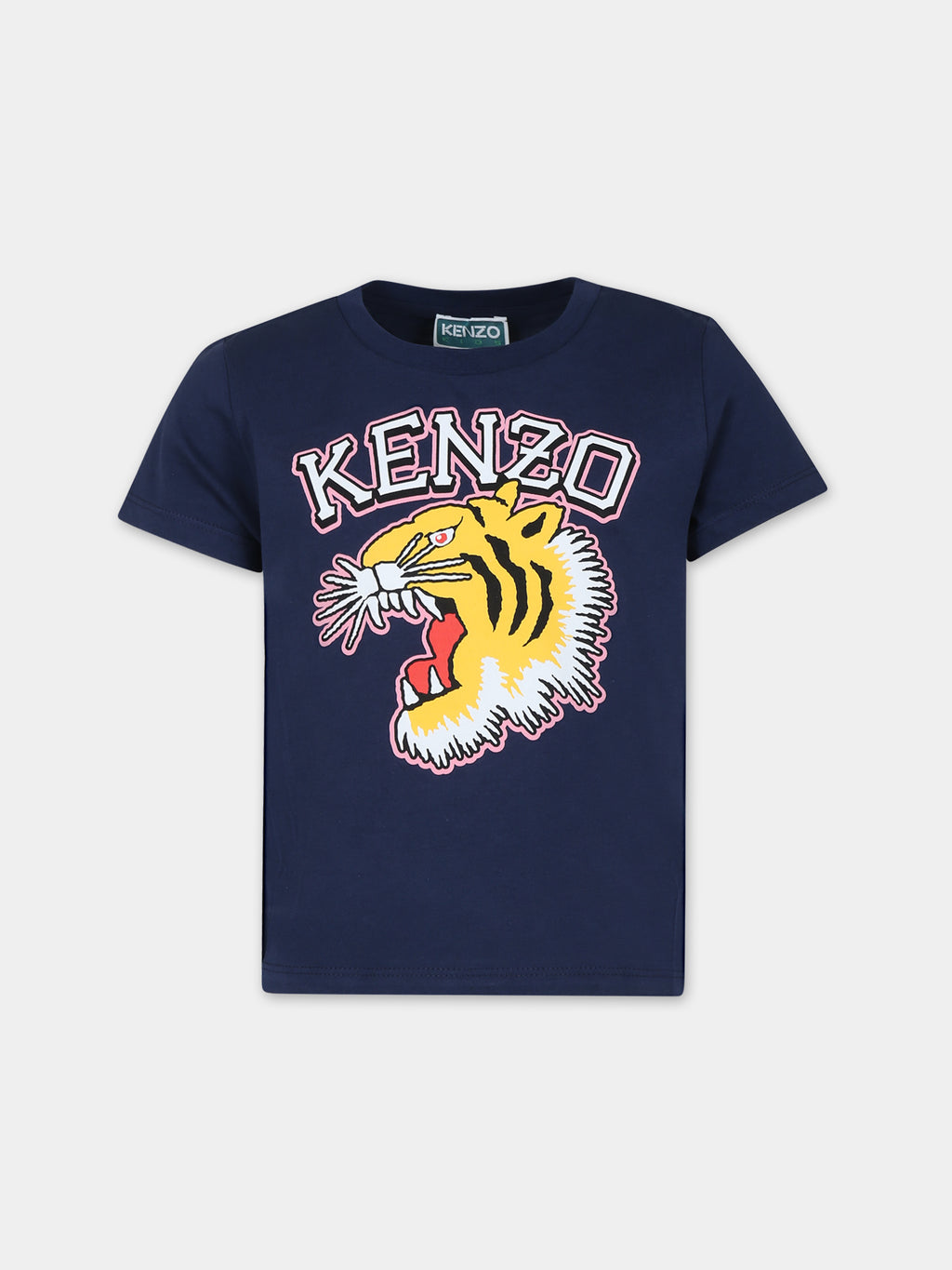 Blue t-shirt for girl with iconic tiger and logo